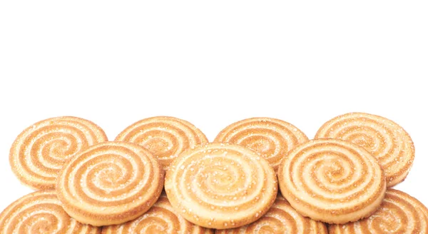 Högen av cookies isolerade över den vita bakgrunden — Stockfoto
