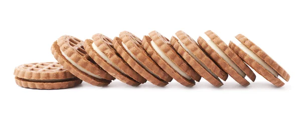Line of cookies isolated over the white background — Stock Photo, Image