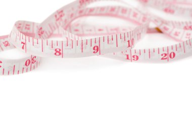 Beyaz arka plan üzerinde izole ölçüm bandı terzi