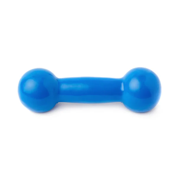 Plastic gecoate dumbell geïsoleerd op de witte achtergrond — Stockfoto