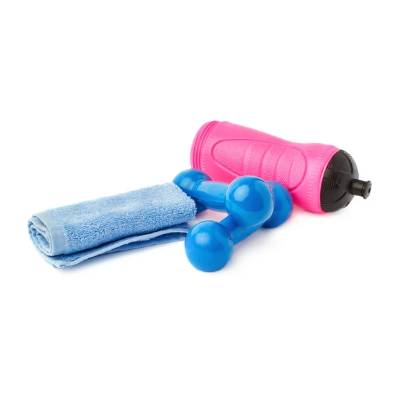 Pair of Plastic coated dumbells isolated over the white background — Stock Photo, Image