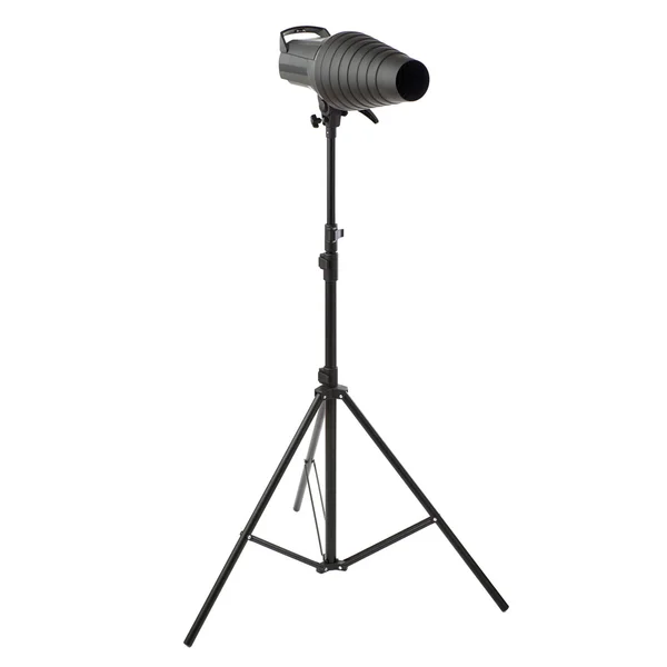 Studio flash on a stand over isolated white background — Stock Photo, Image