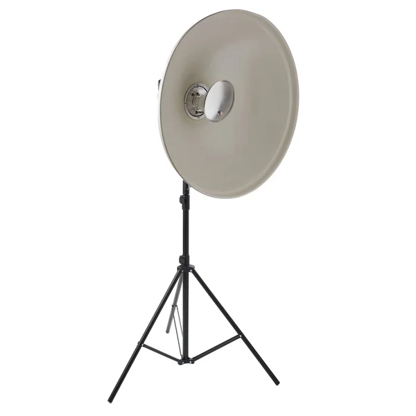 Studio flash sur un stand sur fond blanc isolé — Photo