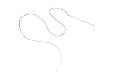 Beyaz arka plan üzerinde izole iş parçacığı ile küçük iğne