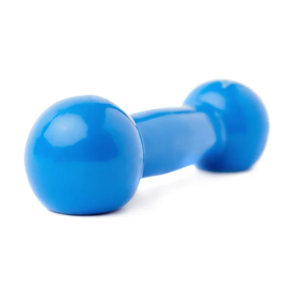 Plastic gecoate dumbell geïsoleerd op de witte achtergrond — Stockfoto