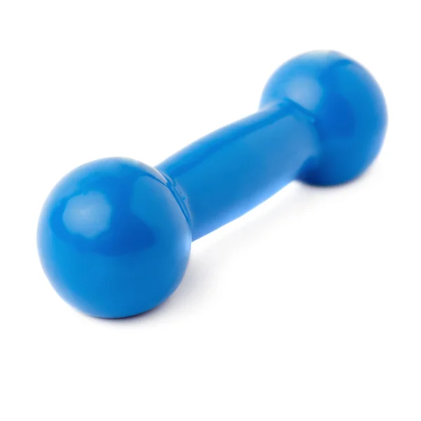 Plastic gecoate dumbell geïsoleerd op de witte achtergrond — Stockfoto