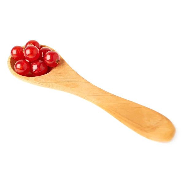 Wooden spoon filled with Red Currant isolated over white background — Stock Photo, Image