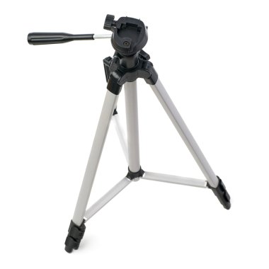 Kamera tripod izole beyaz arka plan üzerinde