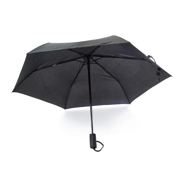 Μαύρη ομπρέλα απομονωθεί πάνω από το λευκό φόντο — Φωτογραφία Αρχείου