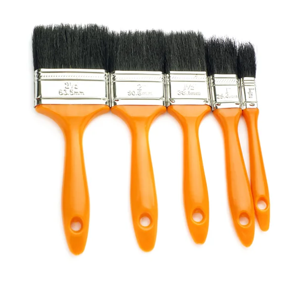 Pile of Paint brushes over isolated white background — Stock Photo, Image