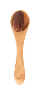 Tahta kaşık beyaz izole zemin yüzeyi üzerinde meyve tarihi