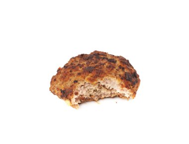 Beyaz arka plan üzerinde izole ısırıldı tek küçük el yapımı pirzola