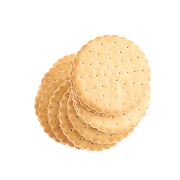 Gedraaide stapel van cookies geïsoleerd op de witte achtergrond — Stockfoto