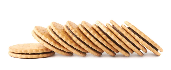 Σωρό από τα cookies που απομονώνονται πάνω από το λευκό φόντο — Φωτογραφία Αρχείου