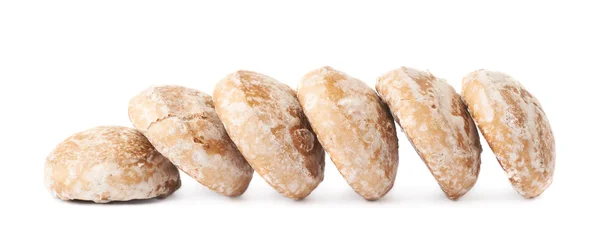 Montón de pan de jengibre pequeño pastel aislado sobre el fondo blanco —  Fotos de Stock