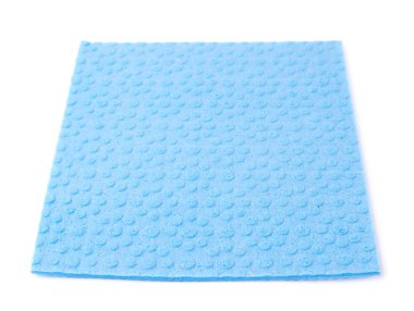 Mavi mutfak peçete bez üzerinde beyaz izole Zemin Temizleme