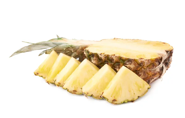 Slices with whole pineapple isolated over white background — Stock Photo, Image