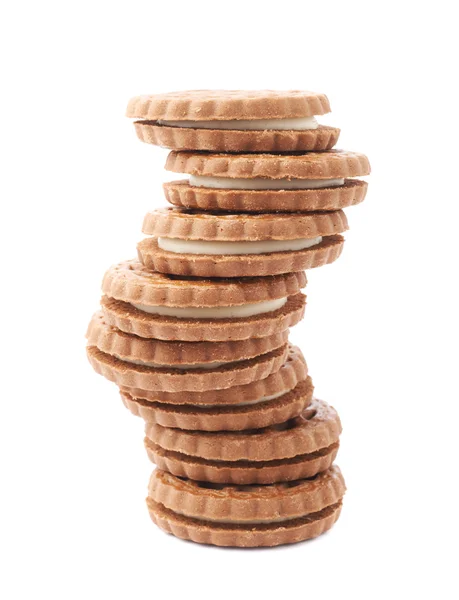 Csavart verem a cookie-kat, elszigetelt, felett a fehér háttér — Stock Fotó