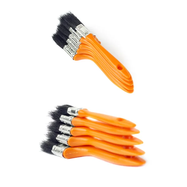 Set of Pile of Paint brushes over isolated white background — Stock Photo, Image