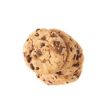 Beyaz arka plan üzerinde izole çerezleri bükülmüş yığını