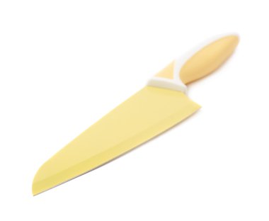 Beyaz arka plan üzerinde izole çelik sarı bıçak