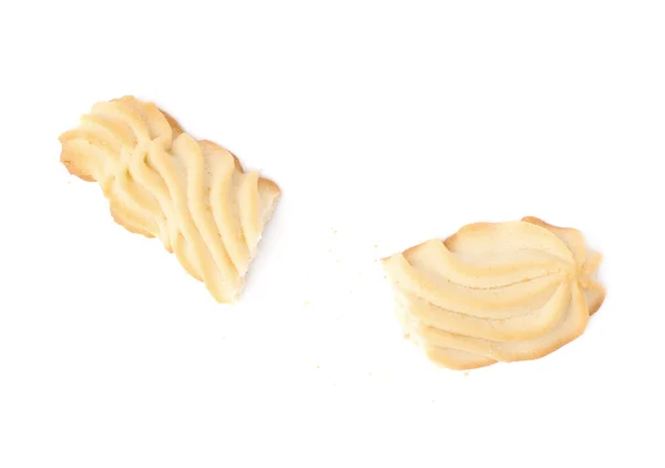 Broken into pieces cookie isolated over the white background — Stock Photo, Image