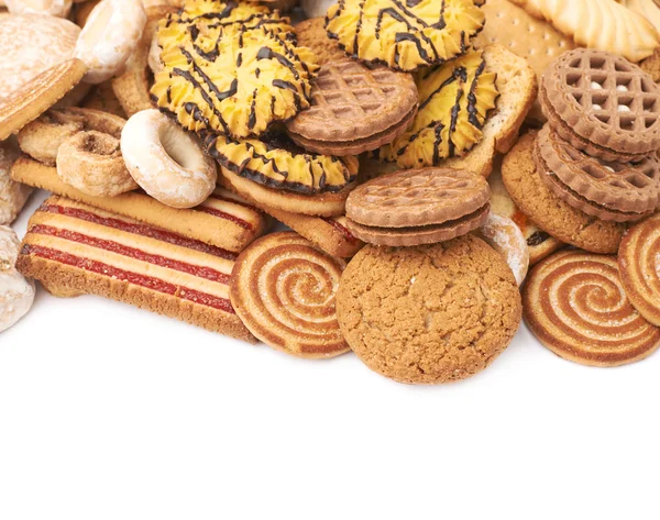 Pilha de biscoitos de mistura isolada sobre o fundo branco — Fotografia de Stock
