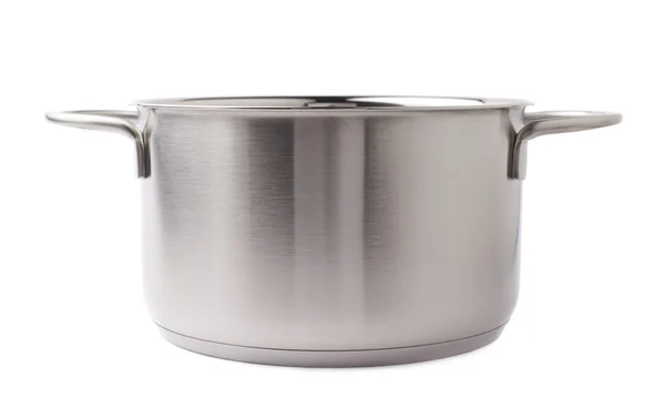 Stainless steel cooking pot pan isolated over white background — Stock Photo, Image