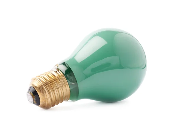 Single electric bulb lying on its side, isolated over the white background — Stock Photo, Image