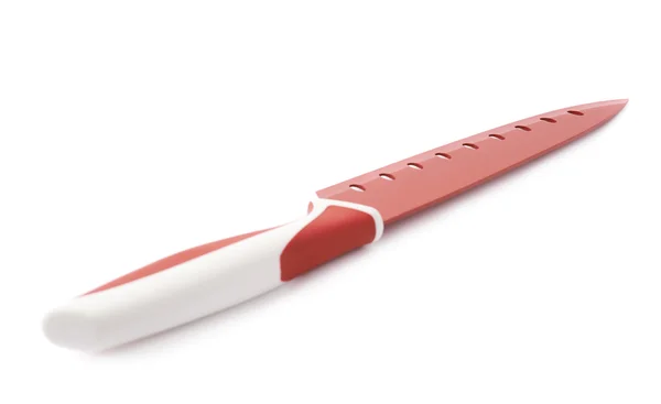 白い背景に分離した鉄製の赤いナイフ — ストック写真