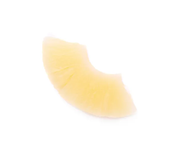 Abacaxi enlatado mordido isolado sobre fundo branco — Fotografia de Stock