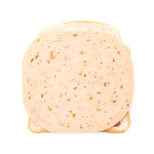 Sandwich con prosciutto su sfondo bianco isolato — Foto Stock