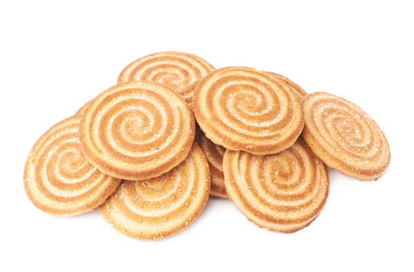 Högen av cookies isolerade över den vita bakgrunden — Stockfoto