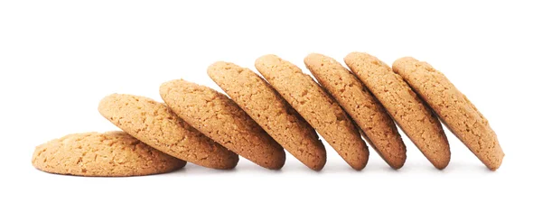 Raden av cookies isolerade över den vita bakgrunden — Stockfoto