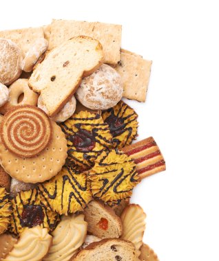 Beyaz arka plan üzerinde izole karışık Çerezler yığını