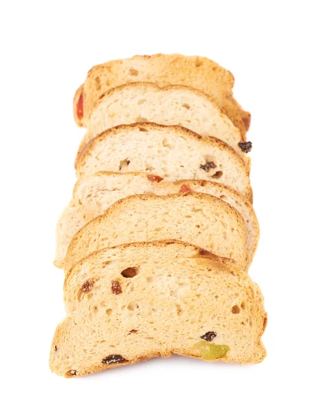 Mucchio di fette biscottate isolate sullo sfondo bianco — Foto Stock