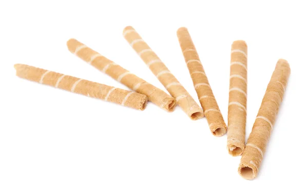 Mucchio di bastoncini di wafel isolati sullo sfondo bianco — Foto Stock