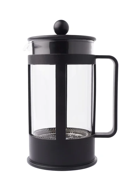 French press pot coffee maker composition isolated over the white background — Stock Photo, Image
