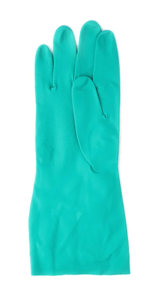 橡胶胶乳绿色手套在孤立的白色背景 — 图库照片