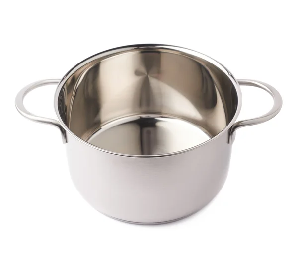 Stainless steel cooking pot pan isolated over white background — Stock Photo, Image