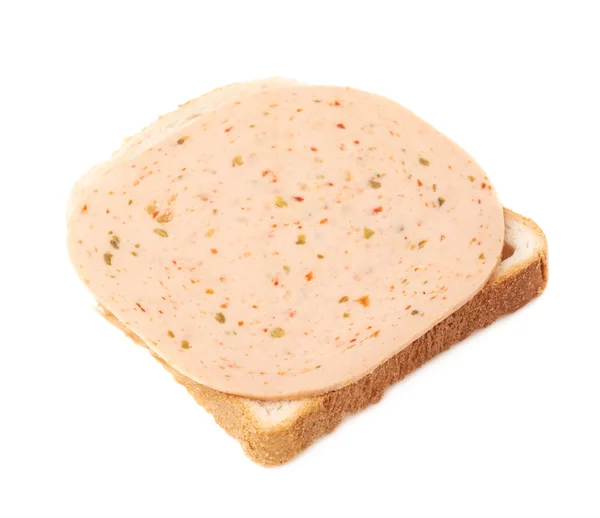 Sandwich mit Schinken auf weißem Hintergrund — Stockfoto