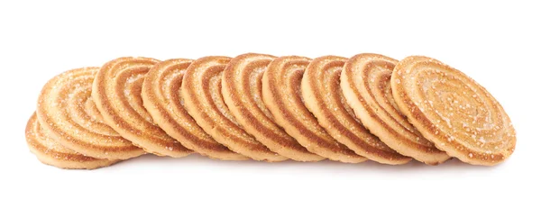Raden av cookies isolerade över den vita bakgrunden — Stockfoto