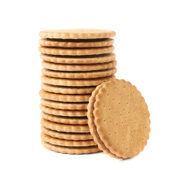 Στοίβα των cookies που έχουν απομονωθεί πάνω από το λευκό φόντο — Φωτογραφία Αρχείου