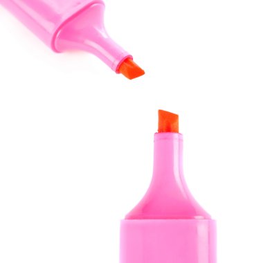 Beyaz arka plan üzerinde izole mor fosforlu kalem kümesi