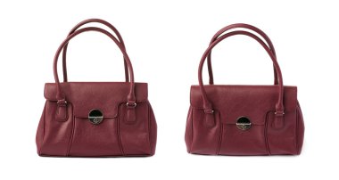 Beyaz arka plan üzerinde izole kadın çanta set