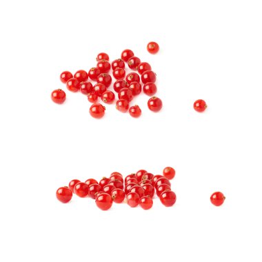 Kırmızı beyaz arka plan üzerinde izole üzümü kümesi