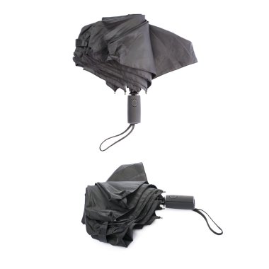 Beyaz arka plan üzerinde izole siyah şemsiye set