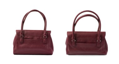 Beyaz arka plan üzerinde izole kadın çanta set