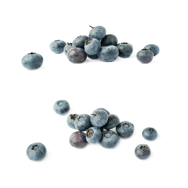 Set of Pile of Bilberry or blueberry over isolated white background — Stock Photo, Image