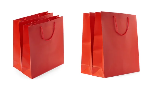 Σύνολο των ζεύγος του Shopping τσάντα απομονωθεί πάνω από το λευκό φόντο — Φωτογραφία Αρχείου